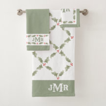 水の色ホリークリスマスレッドモノグラムのグリーン