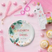 水の色ホリークリスマス結婚の紙プレート ペーパープレート (パーティー)