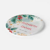水の色ホリークリスマス結婚の紙プレート ペーパープレート (アングル)