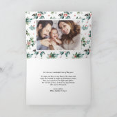 水の色ホリーゴールドフェイクフォイルのクリスマスフォト シーズンカード (内部)