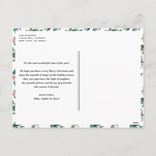 水の色ホリーチャックボードクリスマスフォト シーズンポストカード (裏面)