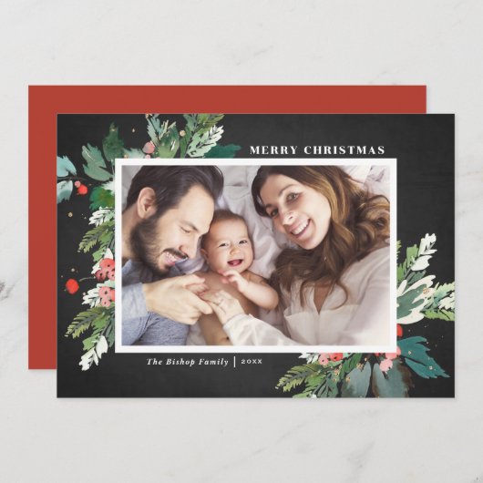 水の色ホリーチョークボード植物写真 (正面/裏面)