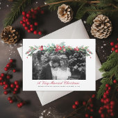 水の色ホリーパインエレガントなウェディングフォト シーズンカード