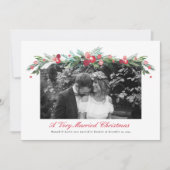水の色ホリーパインエレガントなウェディングフォト シーズンカード (正面)