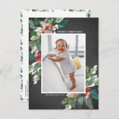 水の色ホリーフェイクシャルボードクリスマスフォト シーズンポストカード (正面/裏面)