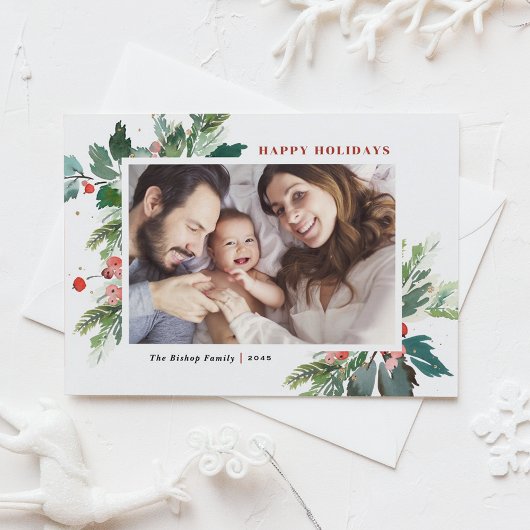 水の色ホリーフェイクズ金箔ボタニカルフォト シーズンポストカード