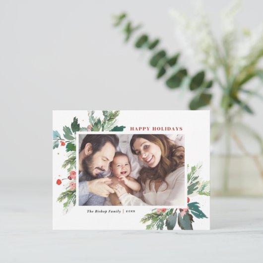 水の色ホリーフェイクズ金箔ボタニカルフォト シーズンポストカード (スタンド正面)