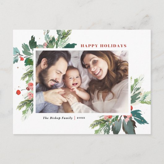 水の色ホリーフェイクズ金箔ボタニカルフォト シーズンポストカード (正面)