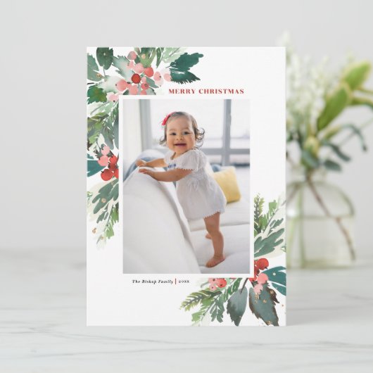 水の色ホリーフェイク金ゴールドメリークリスマスフォト (スタンド正面)