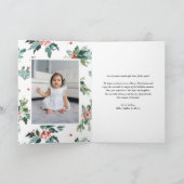 水の色ホリーフェイク金ゴールドメリークリスマスフォト シーズンカード (内部)