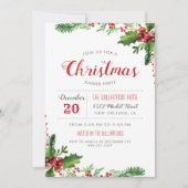 水の色ホリーブランチのクリスマスディナーパーティー 招待状 (正面)