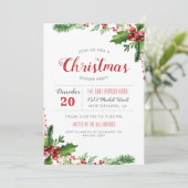 水の色ホリーブランチのクリスマスディナーパーティー 招待状 (スタンド正面)