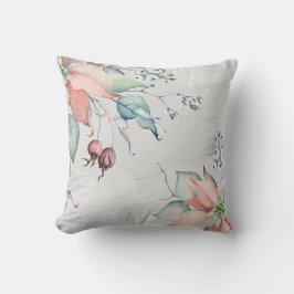 水の色ホリーベリーとポインセティアスクリスマス クッション