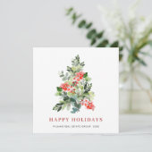 水の色ホリーベリークリスマスツリーグリーティング シーズンカード (スタンド正面)