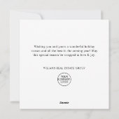 水の色ホリーベリークリスマスツリーグリーティング シーズンカード (裏面)