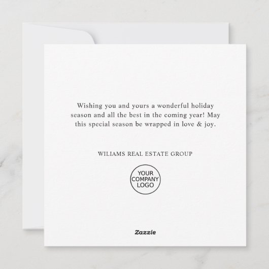 水の色ホリーベリークリスマスツリーグリーティング シーズンカード (裏面)