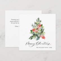 水の色ホリーベリークリスマスツリーグリーティング