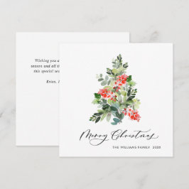 水の色ホリーベリークリスマスツリーグリーティング シーズンカード