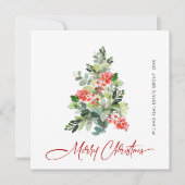 水の色ホリーベリークリスマスツリーグリーティング シーズンカード (正面)