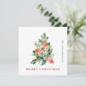 水の色ホリーベリークリスマスツリーグリーティング シーズンカード (スタンド正面)