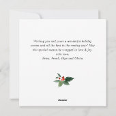 水の色ホリーベリークリスマスツリーグリーティング シーズンカード (裏面)