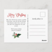 水の色ホリーベリークリスマスツリーグリーティング ポストカード (裏面)