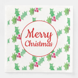 水の色ホリーベリークリスマスナプキン