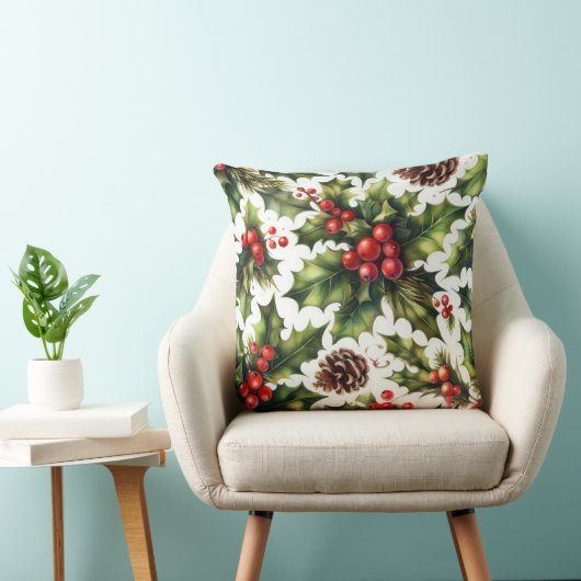 水の色ホリーベリークリスマスモティフホリデー クッション (椅子)