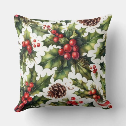 水の色ホリーベリークリスマスモティフホリデー クッション (裏面)