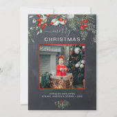 水の色ホリーメリークリスマスフォトシャルボード シーズンカード (正面)