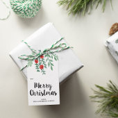 水の色ホリーモダンメリークリスマス ギフトタグ