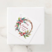 水の色ホリーリースパーソナライズされたクリスマス フェイバータグ (インサイチュ)