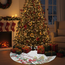 水の色ホリーリースパーソナライズされたクリスマス ブラッシュドポリエステルツリースカート