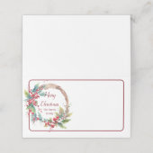水の色ホリーリースパーソナライズされたクリスマス プレイスカード (外部開封)