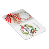 水の色ホリーリースメリークリスマスフォト マグネット (右側)