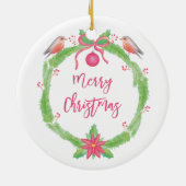 水の色ホリーリース"メリークリスマス" セラミックオーナメント (裏面)