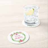 水の色ホリーリース"メリークリスマス" ラウンドペーパーコースター (インサイチュ)