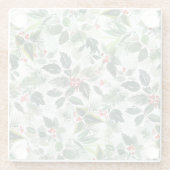 水の色ホリー緑のパターンクリスマス ガラスコースター (裏面)