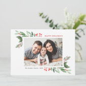 水の色ホリー緑の写真ハッピーホリデー シーズンカード (スタンド正面)