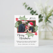 水の色ホリー葉スクリスマス写真 シーズンカード (スタンド正面)