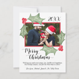 水の色ホリー葉スクリスマス写真 シーズンカード