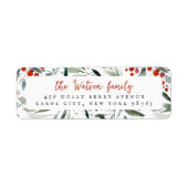 水の色ホリー&パインクリスマスファミリー名 ラベル (正面)