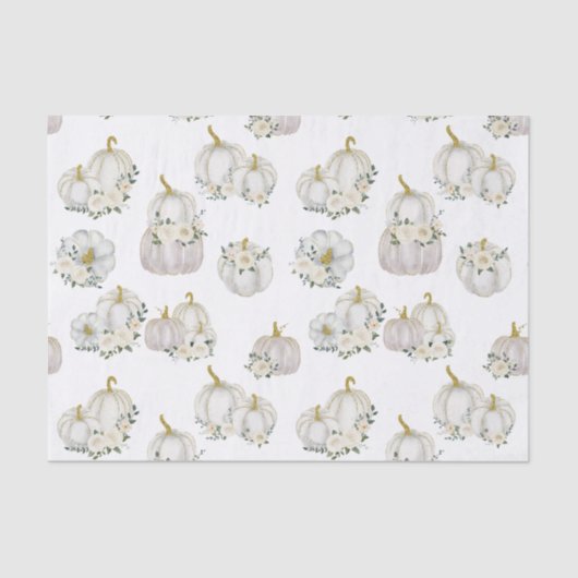 水の色ホワイトカボチャバラベビーシャワー 薄葉紙 (正面)