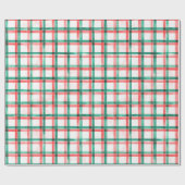 水の色ホワイトレッドグリーンホリデープラディクリスマス ラッピングペーパー (フラット)