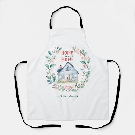 水の色ホームは、ここでママは名前をカスタムする エプロン (正面)