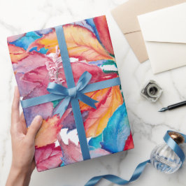 水の色ボタニッ色彩の鮮やかクのポインセチアのクリスマス ラッピングペーパー