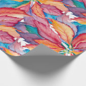 水の色ボタニッ色彩の鮮やかクのポインセチアのクリスマス ラッピングペーパー (角)