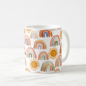 水の色ボホお洒落レインボーとサンキッズ コーヒーマグカップ (正面右)