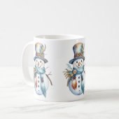 水の色ボホお洒落雪だるまクリスマス コーヒーマグカップ (正面左)