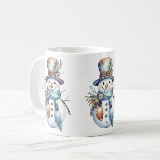 水の色ボホお洒落雪だるまクリスマス コーヒーマグカップ (正面左)